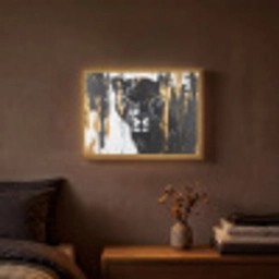 Panter - Zwart - Abstract - Verfstreken Light Box met batterij (Wandlamp) middel -sfeer4