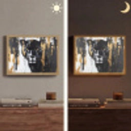 Panter - Zwart - Abstract - Verfstreken Light Box met batterij (Wandlamp) middel -sfeer3