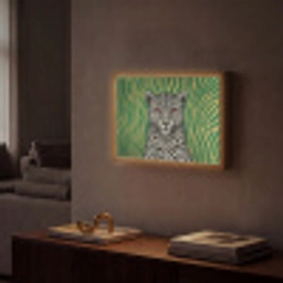 Panter - Zebrapatroon - Groen Light Box met batterij (Wandlamp) middel -sfeer1