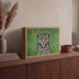 Panter - Zebrapatroon - Groen Light Box met batterij (Wandlamp) middel -sfeer2