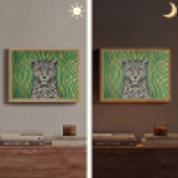 Panter - Zebrapatroon - Groen Light Box met batterij (Wandlamp) middel -sfeer3