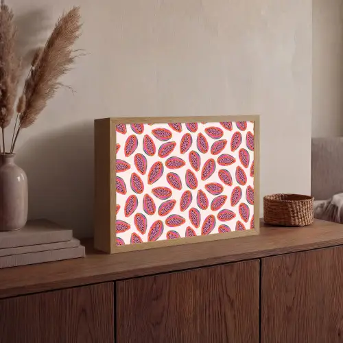 Papaja - Patroon - Roze Light Box met batterij (Wandlamp) middel 907 -sfeer2