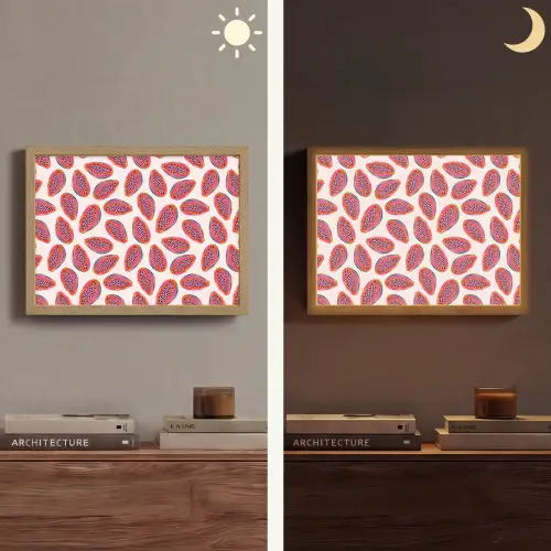 Papaja - Patroon - Roze Light Box met batterij (Wandlamp) middel 907 -sfeer3