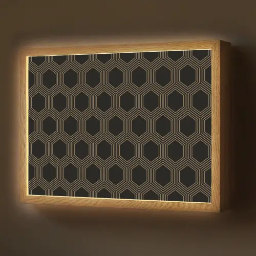 Parallel - Goud - Zwart - Bijenraatmotief Light Box met batterij (Wandlamp) middel 907 -z3d_website