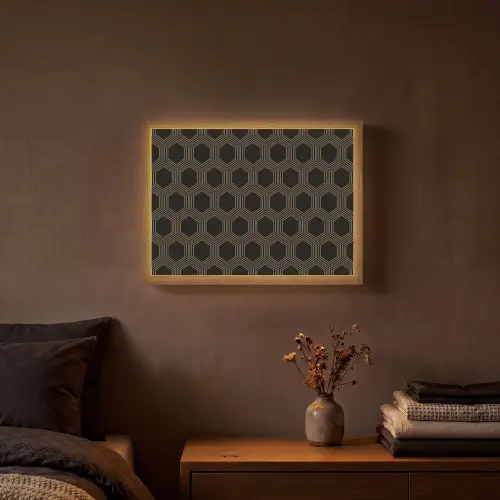 Parallel - Goud - Zwart - Bijenraatmotief Light Box met batterij (Wandlamp) middel 907 -sfeer4
