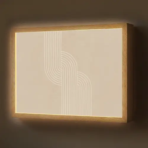 Parallelle lijnen - Lichte textuur - Beige Light Box met batterij (Wandlamp) middel -z3d_website