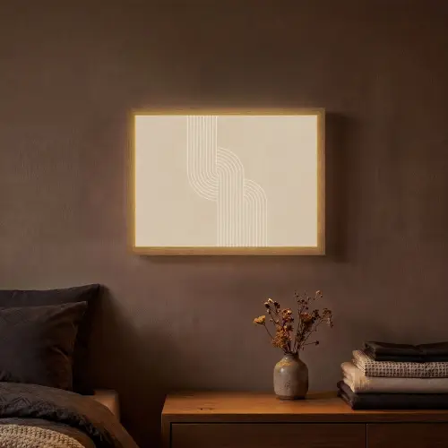 Parallelle lijnen - Lichte textuur - Beige Light Box met batterij (Wandlamp) middel -sfeer4