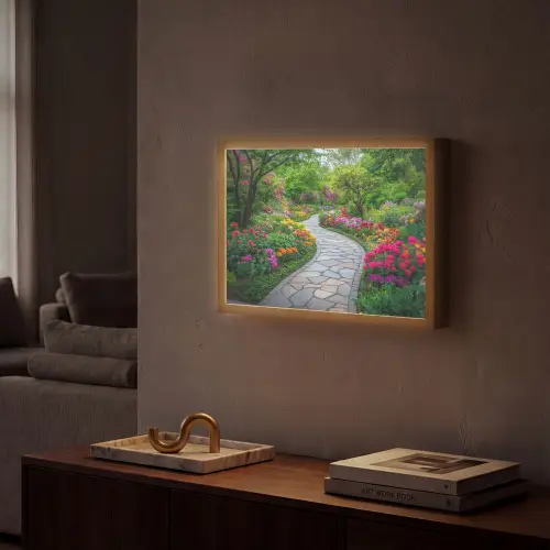 Park - Bloemen - Tuin Light Box met batterij (Wandlamp) middel -sfeer1