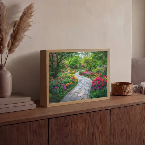 Park - Bloemen - Tuin Light Box met batterij (Wandlamp) middel -sfeer2