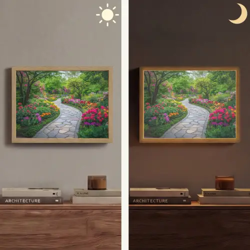 Park - Bloemen - Tuin Light Box met batterij (Wandlamp) middel -sfeer3