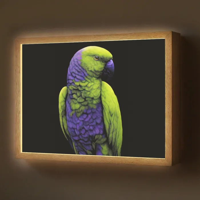 Papegaai - Veren - Opvallend - Groen Light Box met batterij (Wandlamp) middel -z3d_website