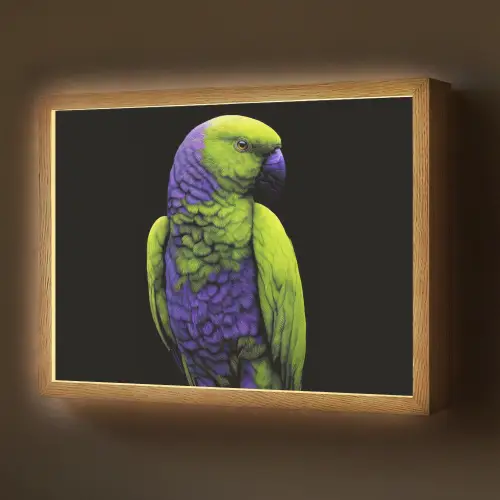 Papegaai - Veren - Opvallend - Groen Light Box met batterij (Wandlamp) middel -z3d_website