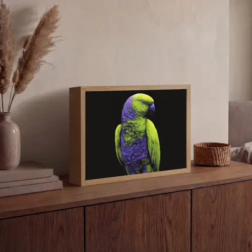 Papegaai - Veren - Opvallend - Groen Light Box met batterij (Wandlamp) middel -sfeer2