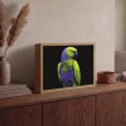 Papegaai - Veren - Opvallend - Groen Light Box met batterij (Wandlamp) middel -sfeer2