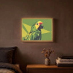 Papegaai - Groen - Snavel - Abstract Light Box met batterij (Wandlamp) middel -sfeer4