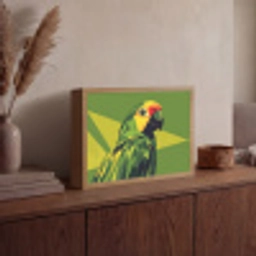 Papegaai - Groen - Snavel - Abstract Light Box met batterij (Wandlamp) middel -sfeer2