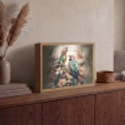 Papegaaien - Vogels - Natuur - Bloemen Light Box met batterij (Wandlamp) middel -sfeer2
