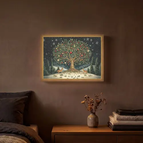 Feestboom - Winterhemel - Kleurrijk Light Box met batterij (Wandlamp) middel -sfeer4