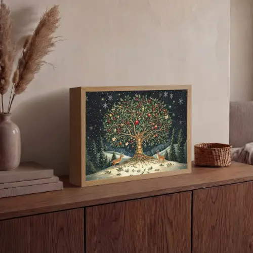 Feestboom - Winterhemel - Kleurrijk Light Box met batterij (Wandlamp) middel -sfeer2