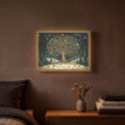 Feestboom - Winterhemel - Kleurrijk Light Box met batterij (Wandlamp) middel -sfeer4
