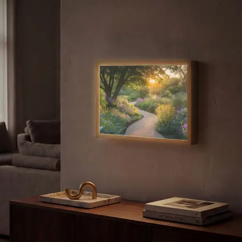 Pad - Bloemen - Park Light Box met batterij (Wandlamp) middel -sfeer1
