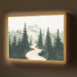 Pad - Bomen - Bos - Illustratie Light Box met batterij (Wandlamp) middel -z3d_website