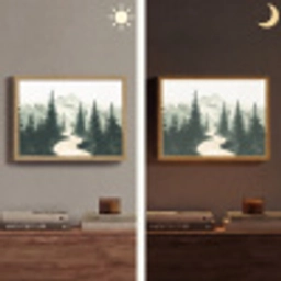Pad - Bomen - Bos - Illustratie Light Box met batterij (Wandlamp) middel -sfeer3