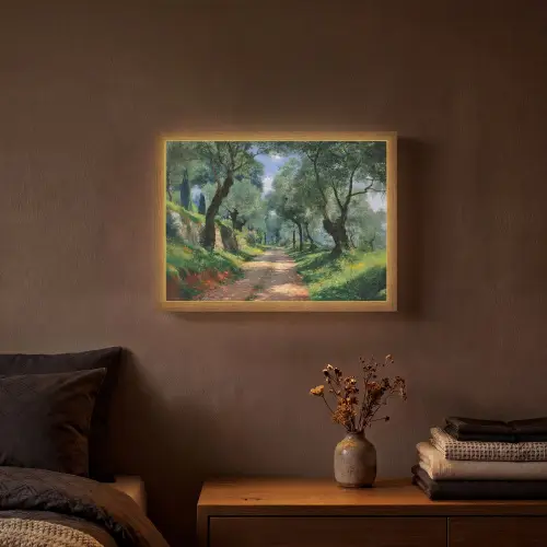 Pad - Bomen - Schaduw - Light Box met batterij (Wandlamp) middel -sfeer4