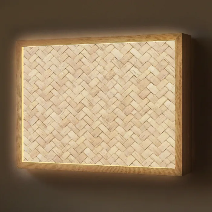 Patroon - Beige - Rotan print Light Box met batterij (Wandlamp) middel -z3d_website