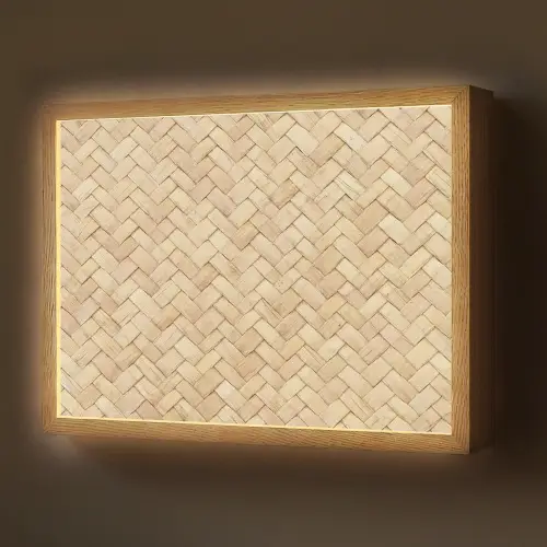 Patroon - Beige - Rotan print Light Box met batterij (Wandlamp) middel -z3d_website