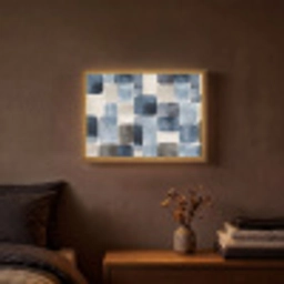 Patroon - Blauw - Vierkanten Light Box met batterij (Wandlamp) middel -sfeer4