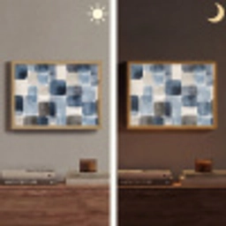 Patroon - Blauw - Vierkanten Light Box met batterij (Wandlamp) middel -sfeer3