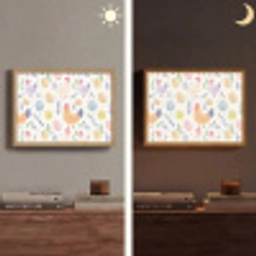 Patroon - Kip - Paaseieren Light Box met batterij (Wandlamp) middel -sfeer3