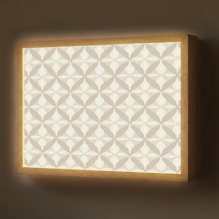 Patroon - Klassiek - Beige Light Box met batterij (Wandlamp) middel 907 -z3d_website