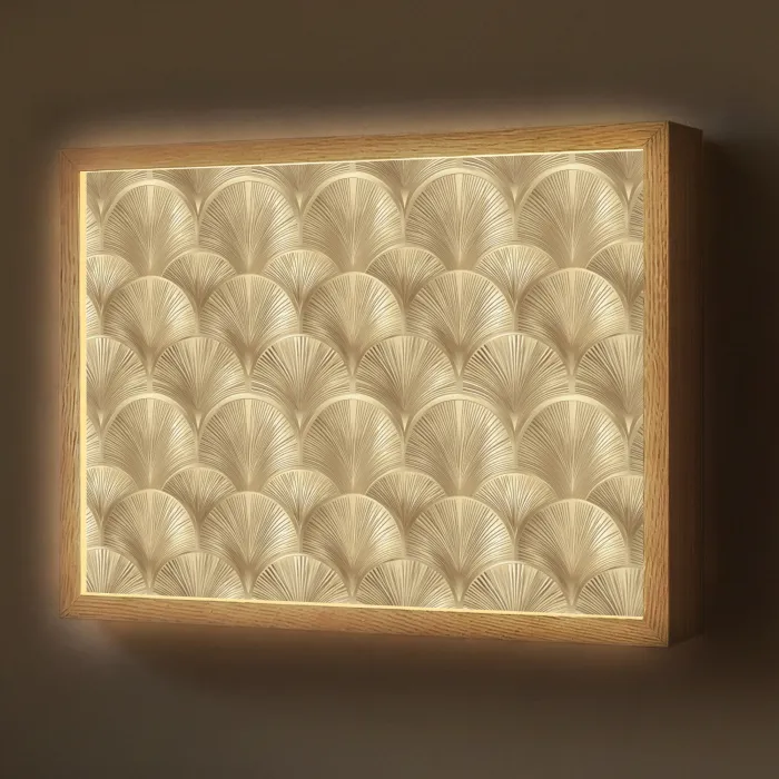Patroon - Waaier - Goud Light Box met batterij (Wandlamp) middel 907 -z3d_website