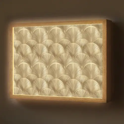 Patroon - Waaier - Goud Light Box met batterij (Wandlamp) middel 907 -z3d_website