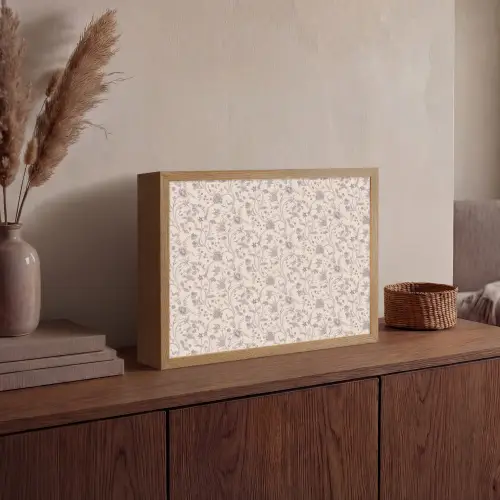 Patroon - Bloemen - Paars Light Box met batterij (Wandlamp) middel 907 -sfeer2