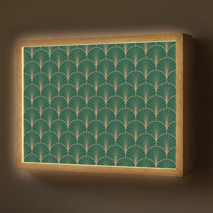 Patroon - Groen - Goud - Symmetrisch Light Box met batterij (Wandlamp) middel 907 -z3d_website