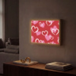 Patroon - Hartjes - Roze - Valentijn Light Box met batterij (Wandlamp) middel -sfeer1