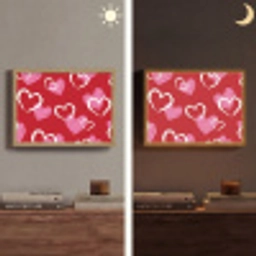 Patroon - Hartjes - Roze - Valentijn Light Box met batterij (Wandlamp) middel -sfeer3