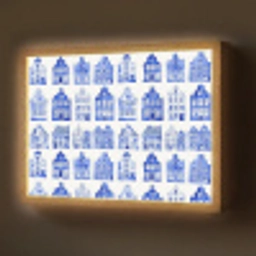 Patroon - Huizen - Blauw Light Box met batterij (Wandlamp) middel 907 -z3d_website