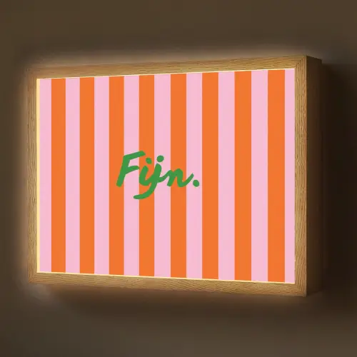 Patroon - Oranje - Fijn - Strepen Light Box met batterij (Wandlamp) middel -z3d_website