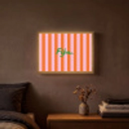 Patroon - Oranje - Fijn - Strepen Light Box met batterij (Wandlamp) middel -sfeer4