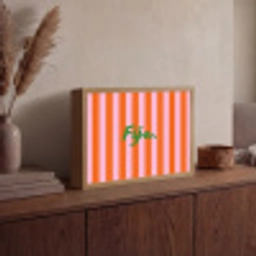 Patroon - Oranje - Fijn - Strepen Light Box met batterij (Wandlamp) middel -sfeer2