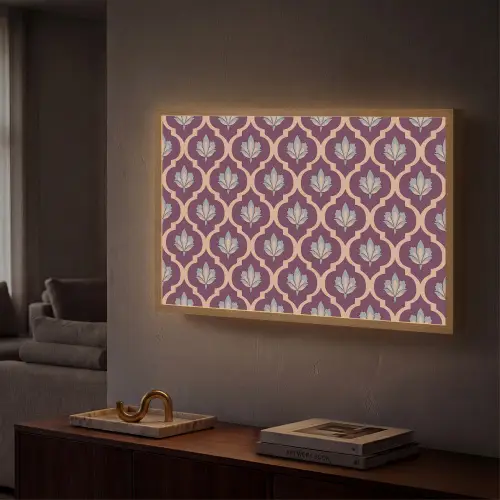 Patroon - Paars - Bloem Light Box met batterij (Wandlamp) middel -sfeer1