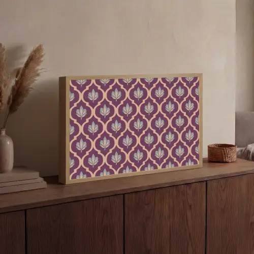Patroon - Paars - Bloem Light Box met batterij (Wandlamp) middel -sfeer2