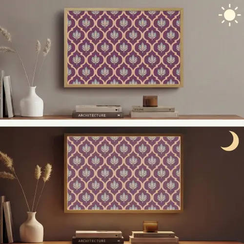 Patroon - Paars - Bloem Light Box met batterij (Wandlamp) middel -sfeer3