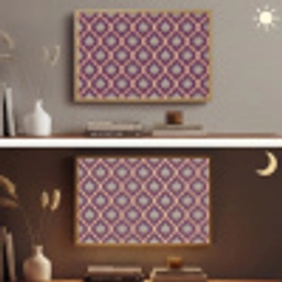 Patroon - Paars - Bloem Light Box met batterij (Wandlamp) middel -sfeer3