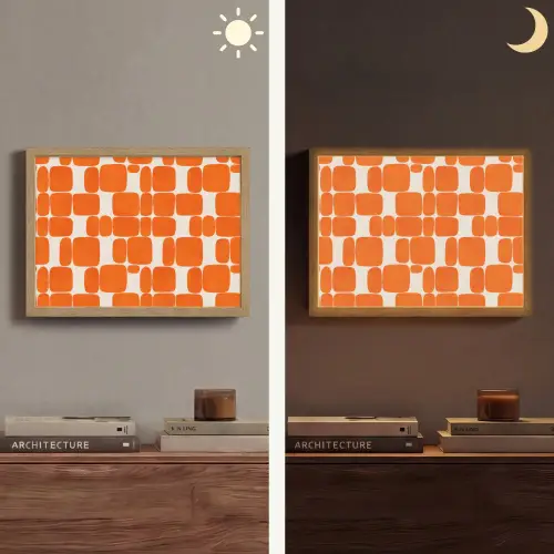Patroon - Retro - Oranje Light Box met batterij (Wandlamp) middel 907 -sfeer3