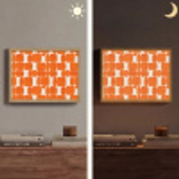 Patroon - Retro - Oranje Light Box met batterij (Wandlamp) middel 907 -sfeer3